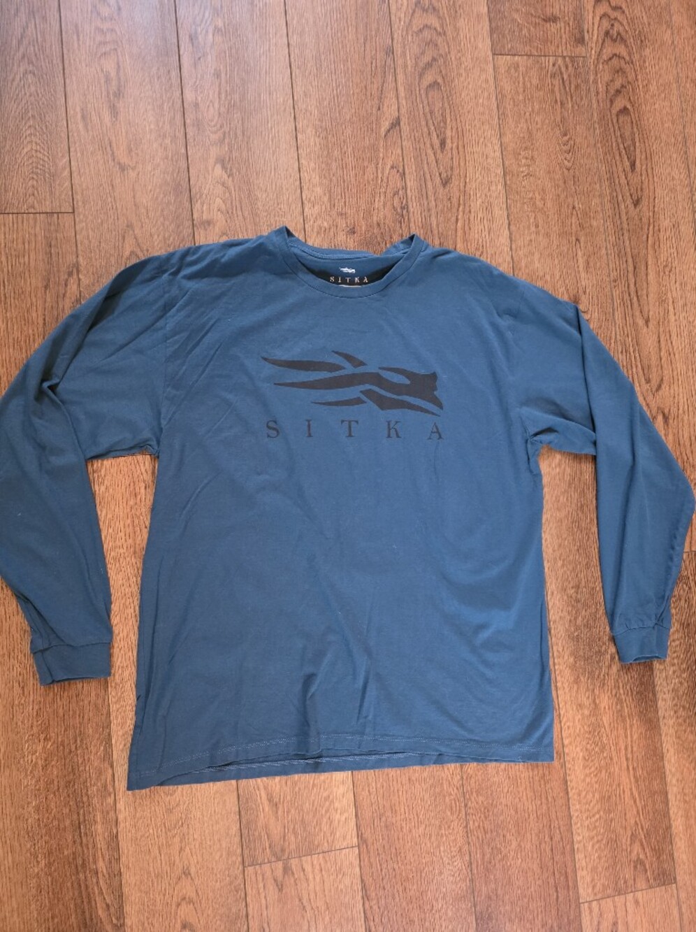 Sitka Men's Long Sleeve Tee in Teal Blue with Logo